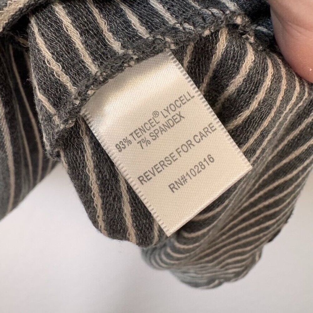 Garnet Hill Large Gray Ivory Stripe 3/4‎ Sleeve Stretch Knit Dress - Picture 3 of 5